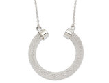 Sterling Silver Polished Mesh Hoop Necklace Pendant with Chain (16.5 Inches)