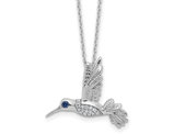 Sterling Silver Hummingbird Charm Pendant Necklace with Chain and Accent Diamonds