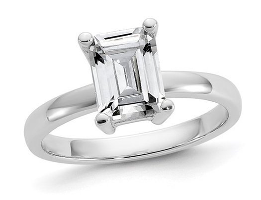Sterling Silver Solitaire Engagement Ring with Synthetic Cubic Zirconia