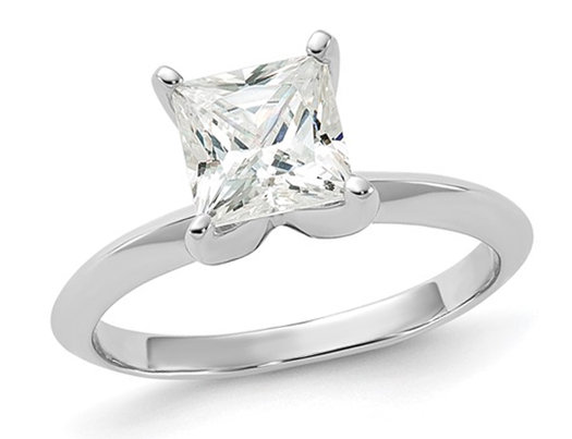 Sterling Silver Solitaire Engagement Ring with Synthetic Princess Cubic Zirconia