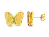 1/6 Carat (ctw) Peridot Buttrerfly Charm Earrings in Yellow Sterling Silver