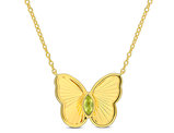 1/7 Carat (ctw) Peridot Butterfly Pendant Necklace in Sterling Silver with Chain
