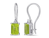2.00 Carat (ctw) Emerald-Cut Peridot Dangle Earrings in Sterling Silver