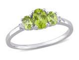 4/5 Carat (cw) Three-Stone Peridot Ring in 10K White Gold