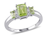 1.25 Carat (ctw) Emerald-Cut Peridot Ring in 10K White Gold