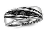 Mens 1/2 Carat (ctw) Black Diamond Ring in Sterling Silver