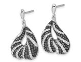 Sterling Silver Drop Dangle Earrings with Synthetic Black and White Cubic Zirconias