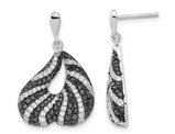 Sterling Silver Drop Dangle Earrings with Synthetic Black and White Cubic Zirconias