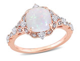 1.79 Carat (ctw) Opal and White Sapphire Ring in 10K Rose Pink Gold