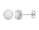 1.60 Carat (ctw) Opal Solitaire Stud Earrings in Sterling Silver