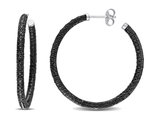1/4 Carat (ctw) Black Diamond Hoop Earrings in Sterling Silver