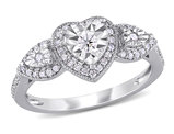 3/10 Carat (ctw) Diamond Three Stone Heart Ring in Sterling Silver