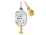 14K Yellow and White Gold Pickleball Paddle and Ball Charms Pendant (NO Chain)