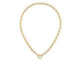 14K Yellow Gold Heart Charm Paperclip Link Chain Necklace