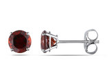 1.30 Carat (ctw) Garnet Solitaire Stud Earrings in 14K White Gold (5mm)