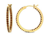 1.40 Carat (ctw) Garnet Hoop Earrings in 14K Yellow Gold