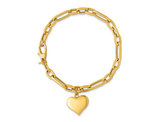 14K Yellow Gold Heart Charm Link Bracelet (7.5 inches) 