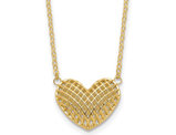 10K Yellow Gold Hollow Weave Heart Pendant Necklace with Chain