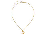 14K Yellow Gold Diamond Cut Heart Pendant Necklace with Chain