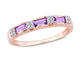 1/4 Carat (ctw) Amethyst Bagette-Cut Anniversary Ring Band in 10K Rose Pink Gold