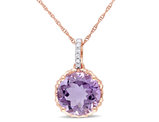 3.00 Carat (ctw) Amethyst Pendant Necklace in 10K Rose Pink Gold with Chain