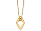 14K Yellow Gold Polished Diamond Shape Pendant Necklace with Chain (16 Inches)