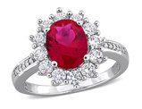 4.00 Carat (ctw) Lab-Created Ruby and White Sapphire Halo Ring in Sterling Silver