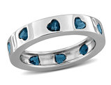 2.00 Carat (ctw) London Blue Topaz Heart Band Ring in Sterling Silver