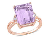 5.91 Carat (ctw) Emerald Cut Rose De France Ring in Rose Sterling Silver