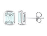 1.90 Carat (ctw) Clear Light Aquamarine Solitaire Stud Earrings in Sterling Silver