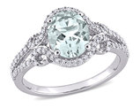 3.00 Carat (ctw) Clear Aquamarine and Morganite Ring in Sterling Silver