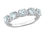 1.37 Carat (ctw) Ultra-Light Aquamarine and White Topaz Band Ring in Sterling Silver