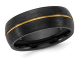 Men's Black Ceramic Scratched Wedding Band Ring (8.0mm)
