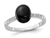 1/5 Carat (ctw) Black Onyx and White Topaz Ring in Sterling Silver