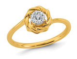 14K Yellow Gold Flower Ring with Accent Diamond Cluster
