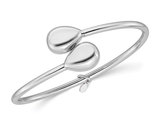 Sterling Silver Polished Teardrop Flexible Bypass Bangle Bracelet