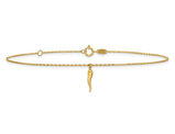 14K Yellow Gold Italian Horn Anklet (9.00 inches) 