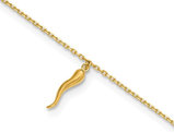 14K Yellow Gold Italian Horn Anklet (9.00 inches) 