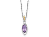 1.35 Carat (ctw) Marquise Amethyst Pendant Necklace in Sterling Silver with chain