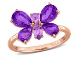 2.42 Carat (ctw) Africa Amethyst and Rose De France Butterfly Ring Rose Sterling Silver