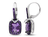 4.67 Carat (ctw) African Amethyst Dangle Earrings in Sterling Silver