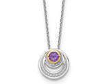 2/5 Carat (ctw) Amethyst Circle Pendant Necklace in Sterling Silver with Chain