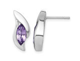 1.00 Carat (ctw) Marquise Amethyst Post Earrings in Sterling Silver