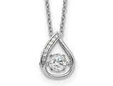 Round Cubic Zirconia Solitaire Drop Pendant Necklace in Sterling Silver