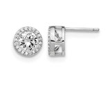 Synthetic Cubic Zirconia Halo Post Earrings in Sterling Silver