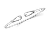 Sterling Silver Polished Bangle Bracelet with Diamond Accent