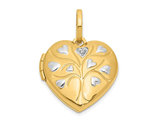14K Yellow Gold Heart Tree Locket Pendant (NO CHAIN)