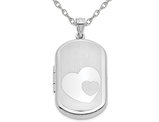 Heart Rectangle Locket Pendant Necklace in Sterling Silver with Chain