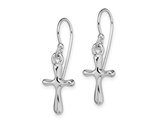 Sterling Silver Polished Cross Dangle Earrings