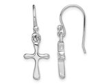 Sterling Silver Polished Cross Dangle Earrings